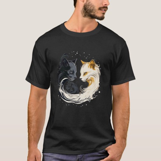 T-shirt chat noir et blanc (Devant)