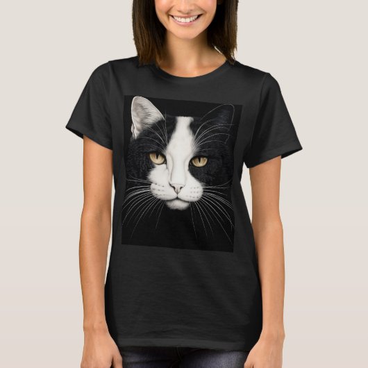 T-shirt Chat noir et blanc (Devant)