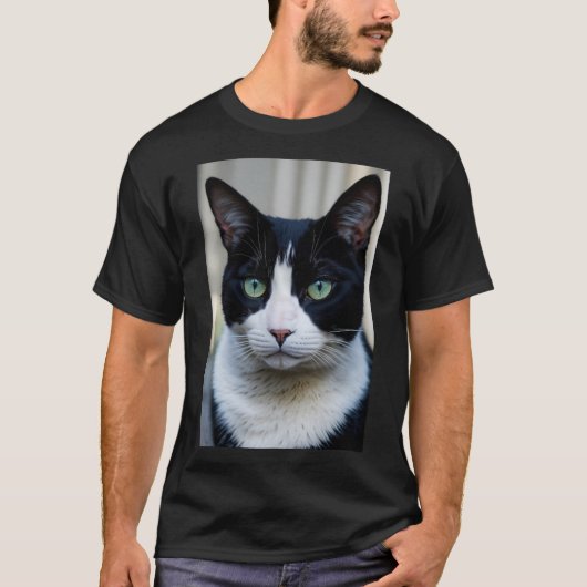 T-shirt Chat noir et blanc (Devant)