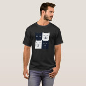 T-shirt Chat noir et blanc Planche de jeu d'échecs carrée (Devant entier)