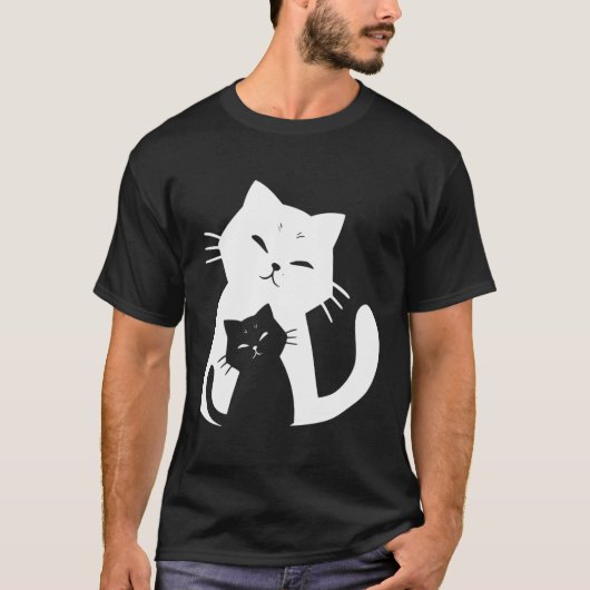 T-shirt Chat Noir Et Chat Blanc (Devant)