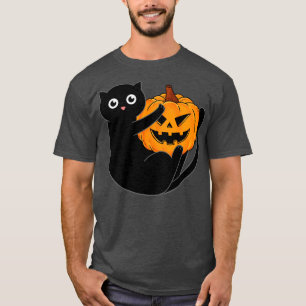 T-shirt Chat noir et citrouille