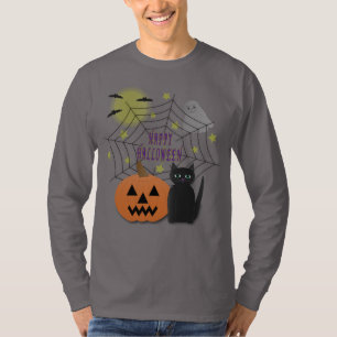 T-shirt Chat noir et Citrouille pas effrayant Halloween