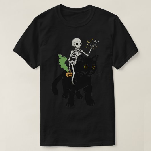 T-shirt Chat noir et crâne (Design devant)
