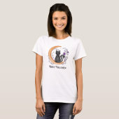 T-shirt Chat noir et lune de croissant pour Halloween heur (Devant entier)