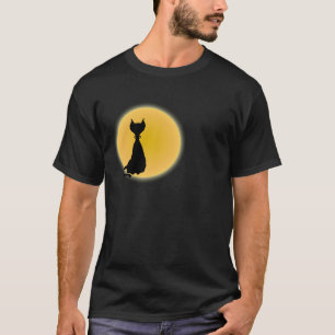 T-shirt Chat noir et lune jaune Halloween Art