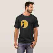 T-shirt Chat noir et lune jaune Halloween Art (Devant entier)