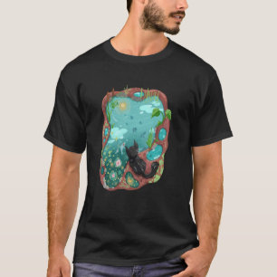 T-shirt Chat noir et surréalisme Koi Pond Night Sky Water