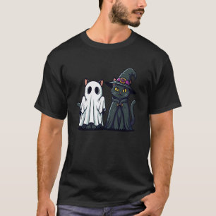 T-shirt Chat Noir Fantôme Sorcière Mignon Halloween Costum