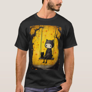 T-shirt Chat Noir Fantôme vintage Sur L'Hallowee À Swing