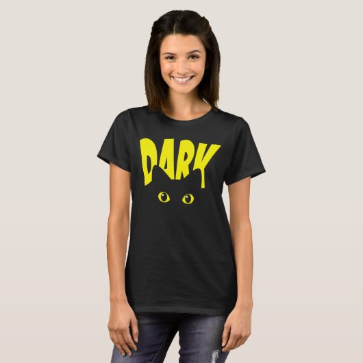 T-shirt Chat noir foncé avec grands yeux Cool Chat Papa Ma (Devant entier)