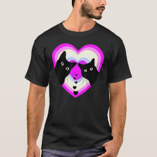 T-shirt Chat Noir Funky Valentine Day Chat Couple Retro