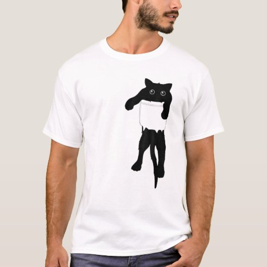 T-shirt Chat Noir Funny Chat Pocket Chat Cute Chat (Devant)