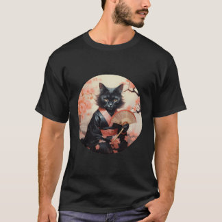 T-shirt Chat noir Geisha Funny Pet Kimono