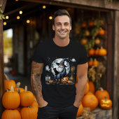 T-shirt Chat noir Gnome Halloween - Cadeau parfait