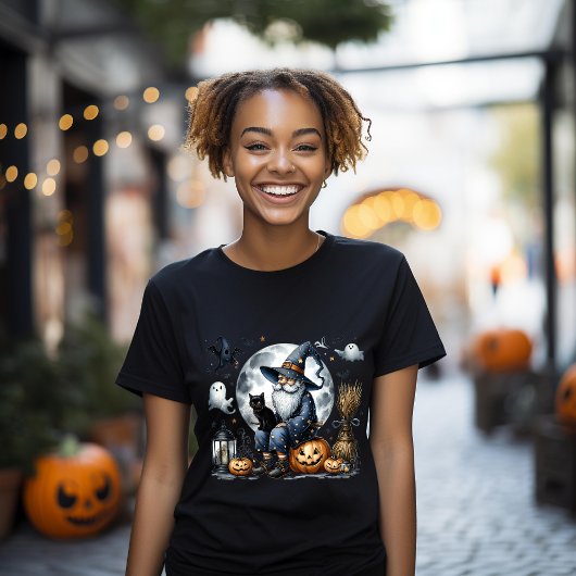 T-shirt Chat noir Gnome Halloween - Cadeau parfait