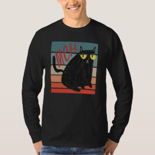 T-shirt Chat noir grincheux rétro meh chaton sarcastique c