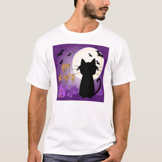 T-shirt Chat noir Halloween (Devant)