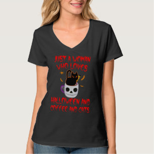 T-shirt Chat noir Halloween Café Effrayant Juste une femme
