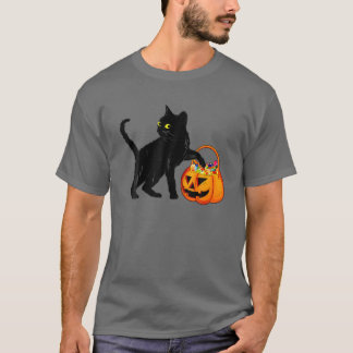 T-shirt Chat noir Halloween Citrouille Sac à bonbons Lolli