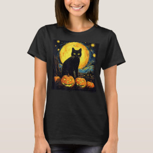 T-shirt Chat Noir Halloween Costume Citrouille D'Art Pour