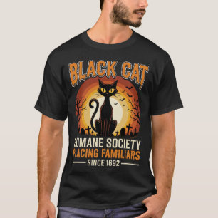 T-shirt Chat Noir Halloween Familier Cimetière Vintage Dés