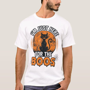 T-shirt Chat noir Halloween ici pour les huées Vintage Shi