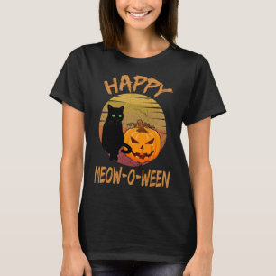 T-shirt Chat noir Happy Meow o ween Tee s Halloween costu