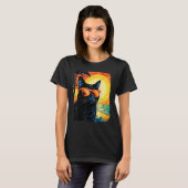 T-shirt Chat Noir Hawaïen (Devant entier)