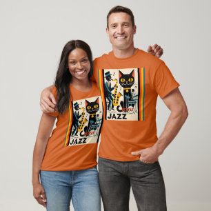 T-shirt Chat Noir HepCat d'Ère du Jazz Milieu du Siècle