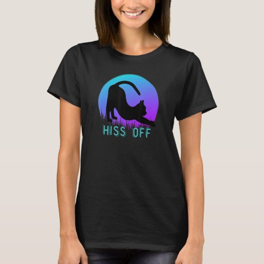T-shirt Chat noir Hiss off Metro Sunset Style Noir K (Devant)