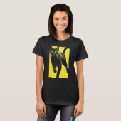 T-shirt Chat noir impression jaune (Devant entier)