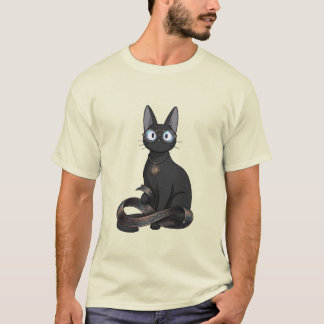 T-shirt Chat noir intelligent avec lunettes et ceinture d'