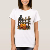 T-shirt Chat noir Jack-O' Lanterne blanche Halloween (Devant)