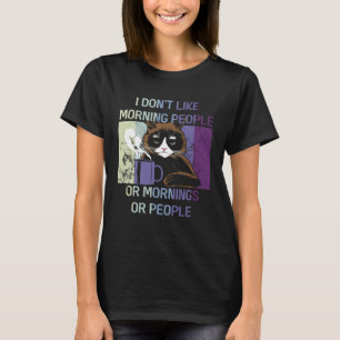 T-shirt Chat noir Je déteste les matinées et les gens Intr