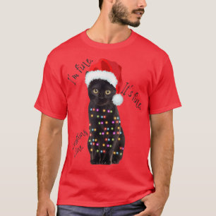 T-shirt Chat Noir Je suis fin lumières de Noël Drôle Chat