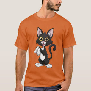 T-shirt Chat noir jouant avec yeux jaune vif