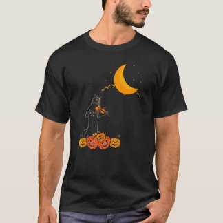 T-shirt Chat noir jouant du violon la nuit d'Halloween eff