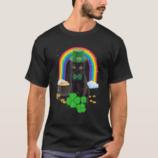 T-shirt Chat noir Jour de la Saint Patrick Leprechaun Cost