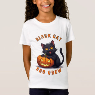 T-Shirt Chat noir kawaii assis sur un citrouille Halloween