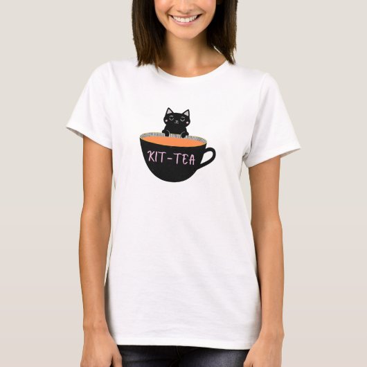 T-SHIRT CHAT NOIR KIT-THÉ (Devant)