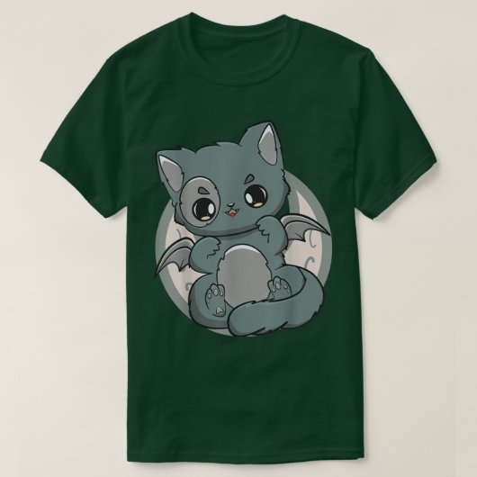 T-shirt Chat Noir Kitten Cute Chibi Anime Neko Pastel Goth (Design devant)