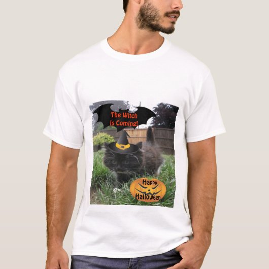 T-Shirt Chat Noir La Sorcière Arrive (Devant)