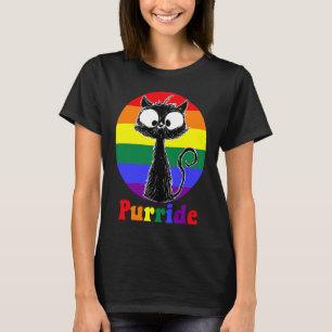 T-shirt Chat noir LGBT  Fierté du drapeau arc-en-ciel Chat