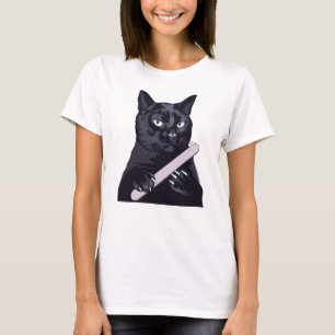 T-shirt Chat Noir Lime à Ongles Manucure Drôle Illustrat