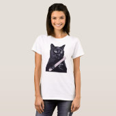T-shirt Chat Noir Lime à Ongles Manucure Drôle Illustrat (Devant entier)