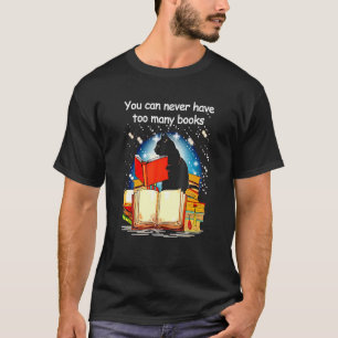 T-shirt Chat Noir Lit Des Livres On N'en A Jamais Trop Oo