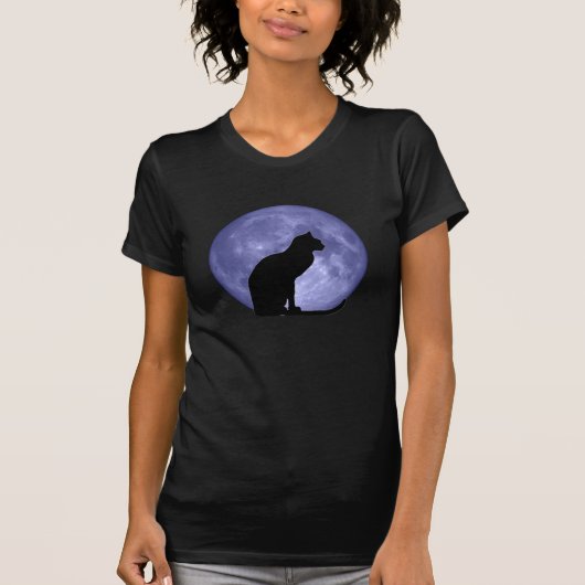T-shirt Chat noir, lune bleue (Devant)