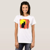 T-shirt Chat noir Lune jaune Halloween (Devant entier)