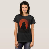 T-shirt Chat noir Lune rouge (Devant entier)
